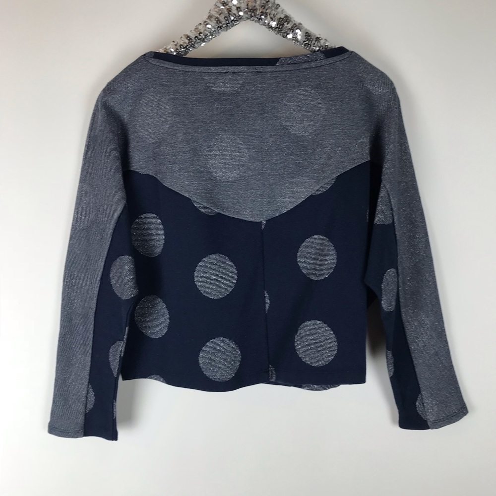 Anthropologie Postmark Navy Blue Polka Dot Sweater - Picture 2 of 6